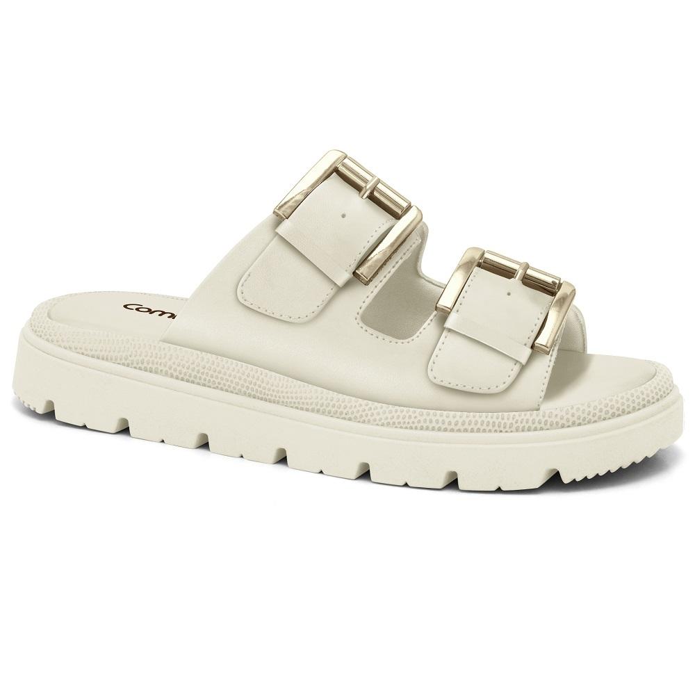 Tamanco Comfortflex Fivela Dupla Ref 2446402-17 Bege 039