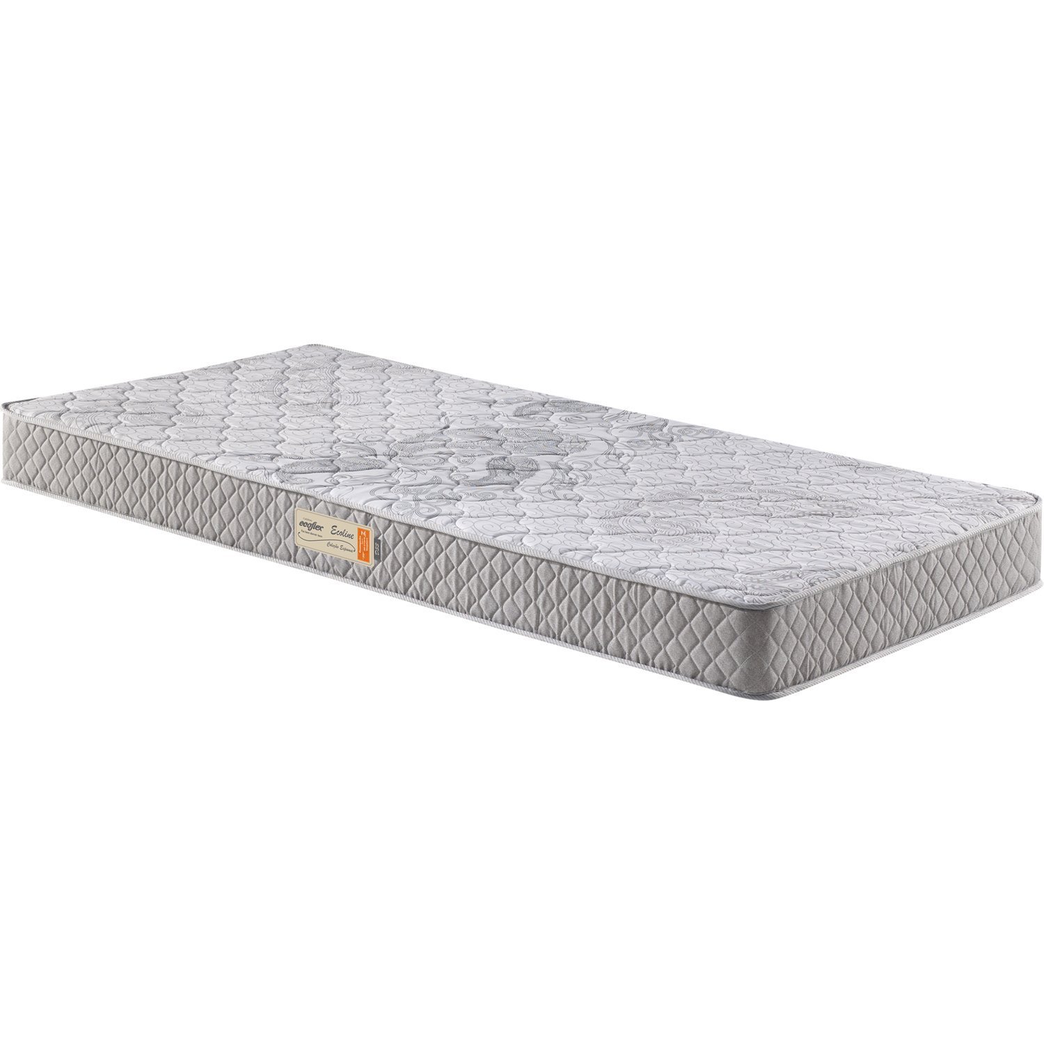 Colchão Solteiro Ecoflex D33 Ecoline Bordado 88x188x25cm Cinza