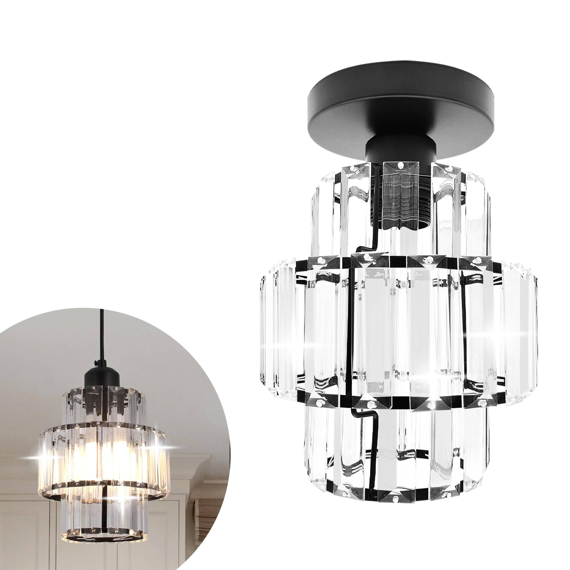 Lustre De Luz De Teto Yhtlaeh Mini Crystal Flush Mount