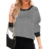 Suéter Feminino Dokotoo De Tamanho Grande, Gola Redonda, Listrado, Branco, Gg