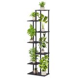 Suporte Para Plantas Jepreco 7 Tier 8 Em Vaso De Metal, Madeira, Interior, Preto