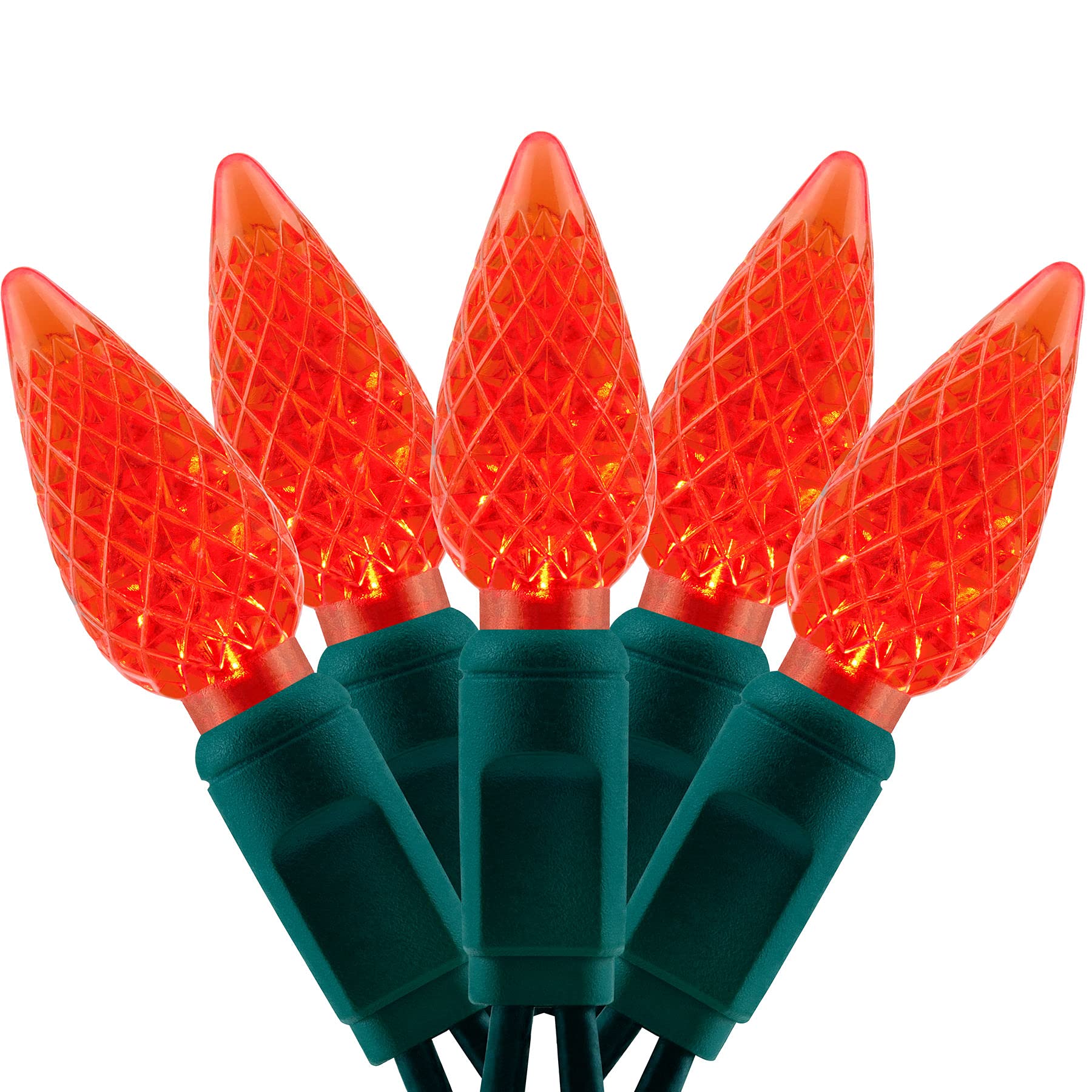 Luzes De Natal Yuletime Red C6 Led 71 Pés 140 Unidades, 2 Fios