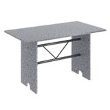 Mesa Para Cozinha 120x75cm Tampo Granito Soma Móveis Martelado Prata/ocre