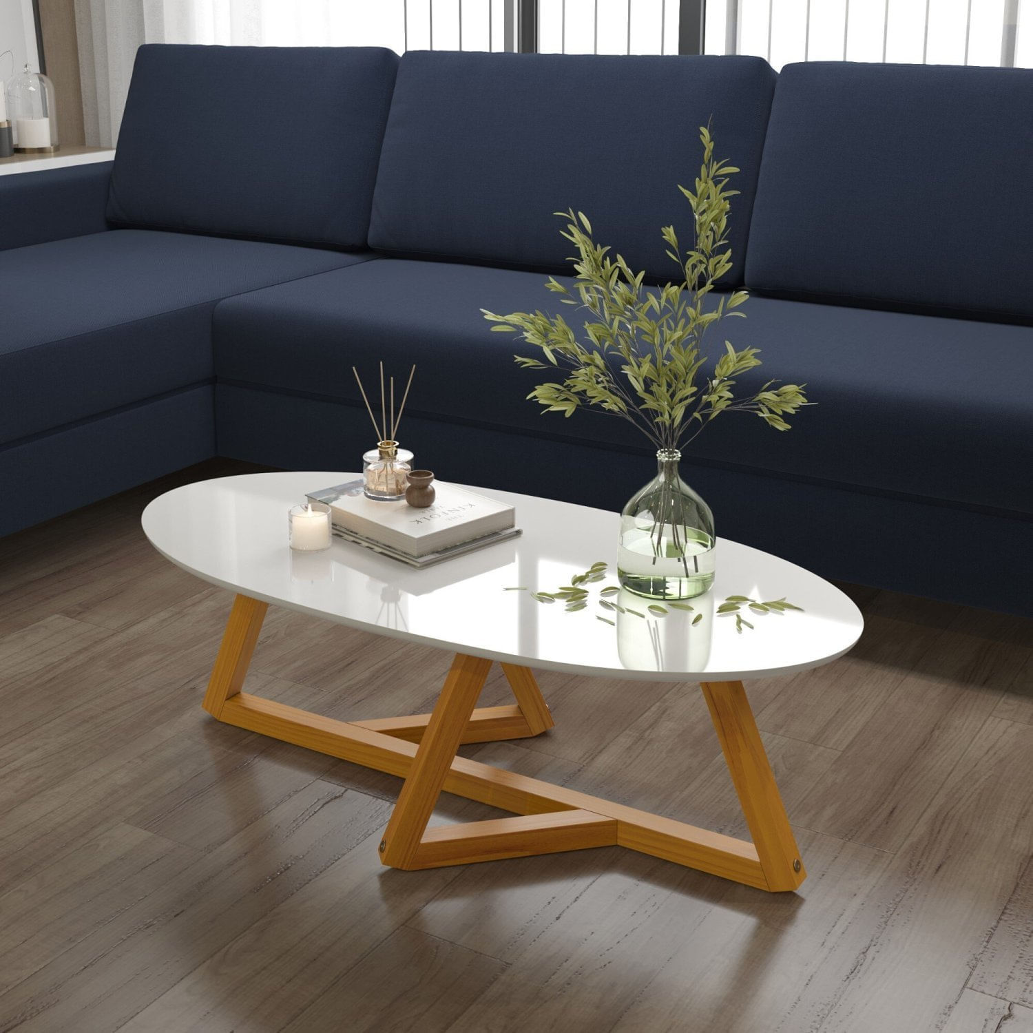 Mesa De Centro Classic Tebarrot Branco/amêndoa