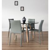 Conjunto Sala De Jantar Mesa Eiffel Redonda 120cm Tampo Mdf Com 4 Cadeiras Amanda Rivatti