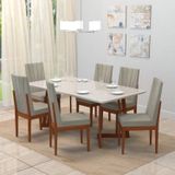 Conjunto Sala De Jantar 6 Lugares Madeira Eucalipto Safira Móveis Meneghetti Caramelo/castor