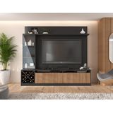 Rack Impressão Ripado Com Painel Para Tv Até 60 Polegadas Adega E Cristaleira Capri Quiditá Grafite/brise