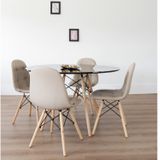Conjunto Sala De Jantar Mesa Eiffel Redonda 120cm Tampo Mdf Com 4 Cadeiras Eiffel Botonê Rivatti