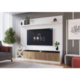 Rack Impressão Ripado Com Painel Para Tv Até 60 Polegadas E Ageda Trento Quiditá Branco/brise