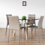 Conjunto Sala De Jantar Mesa Eiffel Redonda 120cm Tampo Mdf Com 4 Cadeiras Amanda Rivatti