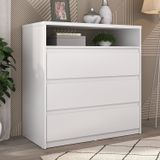 Cômoda 3 Gavetas 1 Nicho 100% Mdf Gales Mambel Branco
