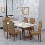 Conjunto Sala De Jantar 6 Lugares Madeira Eucalipto Ametista Móveis Meneghetti Caramelo/chocolate