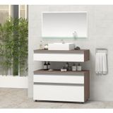 Gabinete Para Banheiro Com Cuba E Espelheira 80cm Safira Contarini Branco