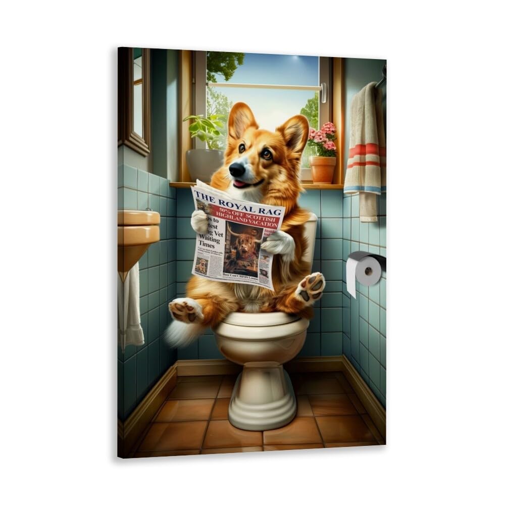Decoração De Banheiro Arte De Parede Corgi Dog Bathroom Poster Canvas