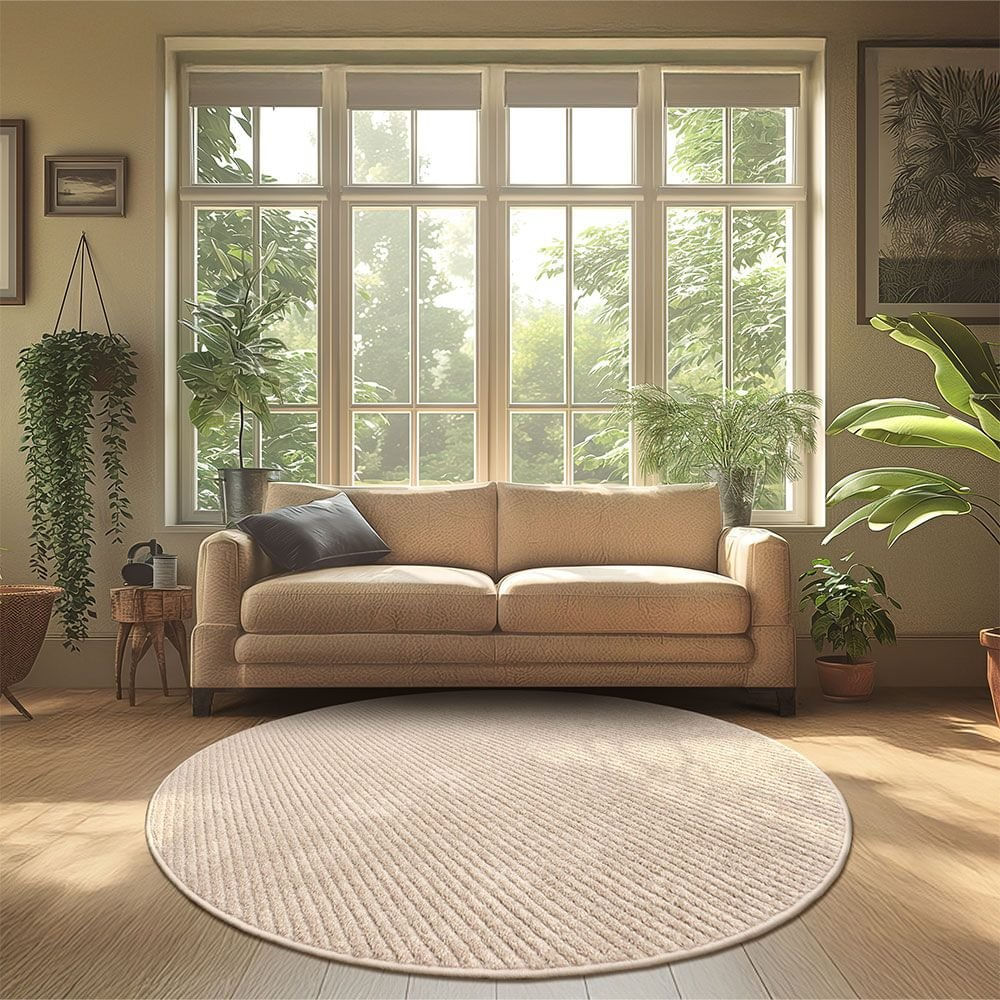 Tapete Redondo 190cm Mariana Tapetes São Carlos Bege