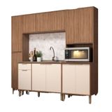 Cozinha Modulada 4 Peças 230x204 Raissa Moveis Sul Nogal Off White
