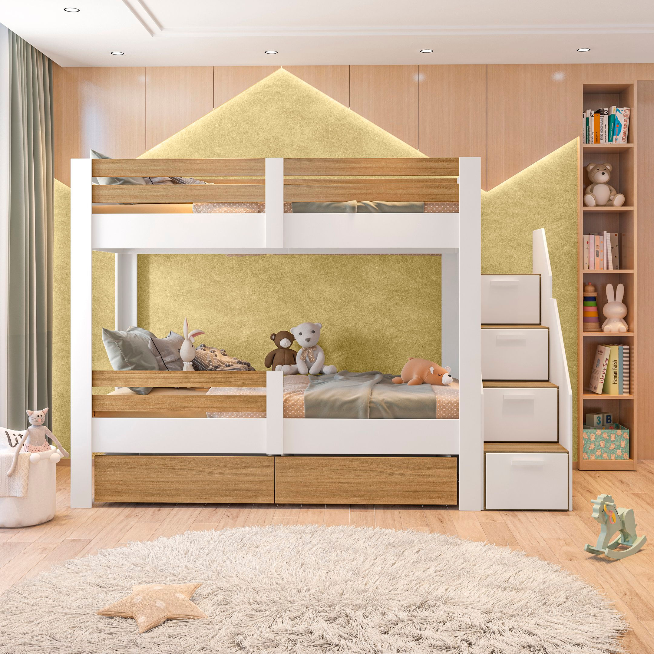 Beliche Infantil Star Plus Com Grade De Proteção Casatema Branco/montana