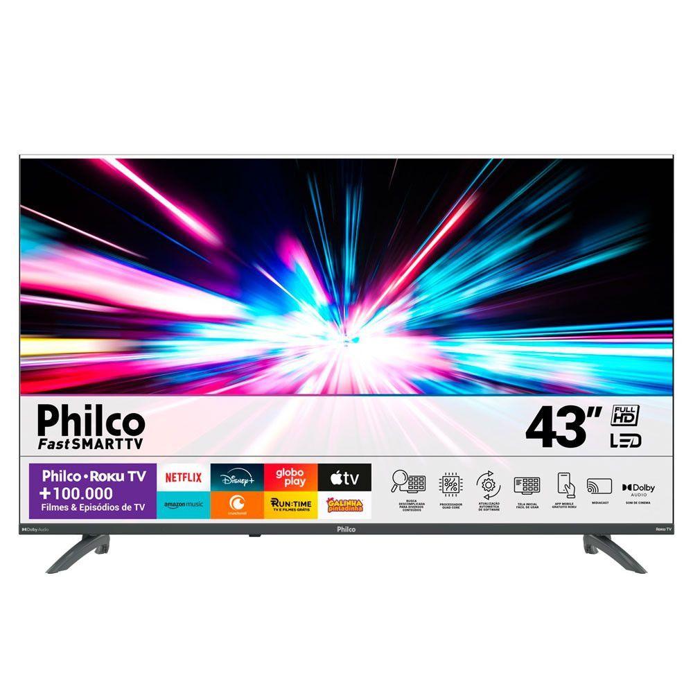 Smart Tv 43 Polegadas 43va4regb Led Roku Tv Philco Preto
