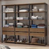 Guarda-roupa Closet Modulado 6 Gavetas 12 Prateleiras 210cm Rustic/preto Valencia Madesa