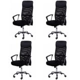 Kit 4 Cadeiras Para Escritório Presidente Tela Mesh Corino 3307 Or Design Preto