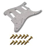 Kit Escudo P Guitarra Strato Sss Pérola + 11 Parafuso Gold