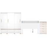Guarda Roupa Bartira Monza Com 3 Portas De Correr E 3 Gavetas Cômoda Versatti Com 5 Gavetas Cabeceira Para Cama Box Casal Versatti Com Tomada