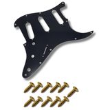 Kit Escudo Guitarra Strato Sss 3 Camada + 11 Parafuso Gold