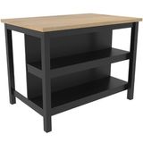 Bancada Ilha Cozinha 2 Prateleiras 120x80 Cm Cd1019 Preto Dtall