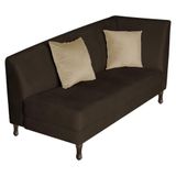 Recamier Heitor 140cm Com Almofada Lado Esquerdo Sintético Marrom Bege