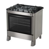 Fogão A Gás 5 Bocas Automático Ágata Glass Inox Mesa De Vidro - Esmaltec