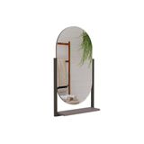 Espelho De Sala Oval Ori C/ Prateleira Metalica 41x87cm Titanium - Mgm