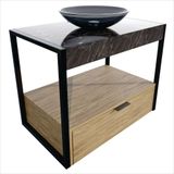 Gabinete Creta 71, 2cm X 68,0cm X 43,0cm Amendoeira/nero/fumê/black