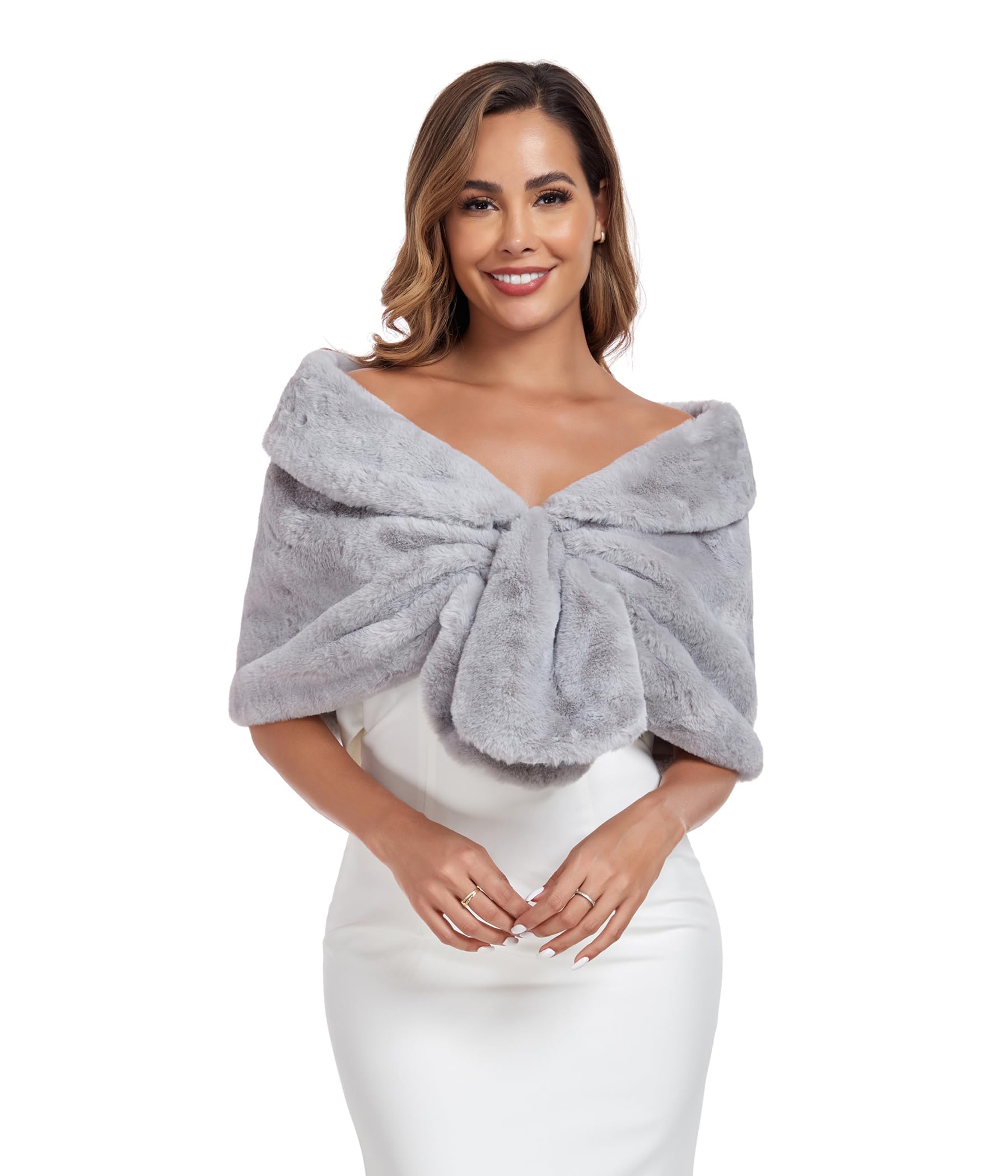 Xale De Pele Sintética Wrap Stole Shrug Winter Bridal Wedding Women