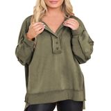 Moletom Feminino Eytino Plus Size Com Decote Em V E Manga Comprida 1x