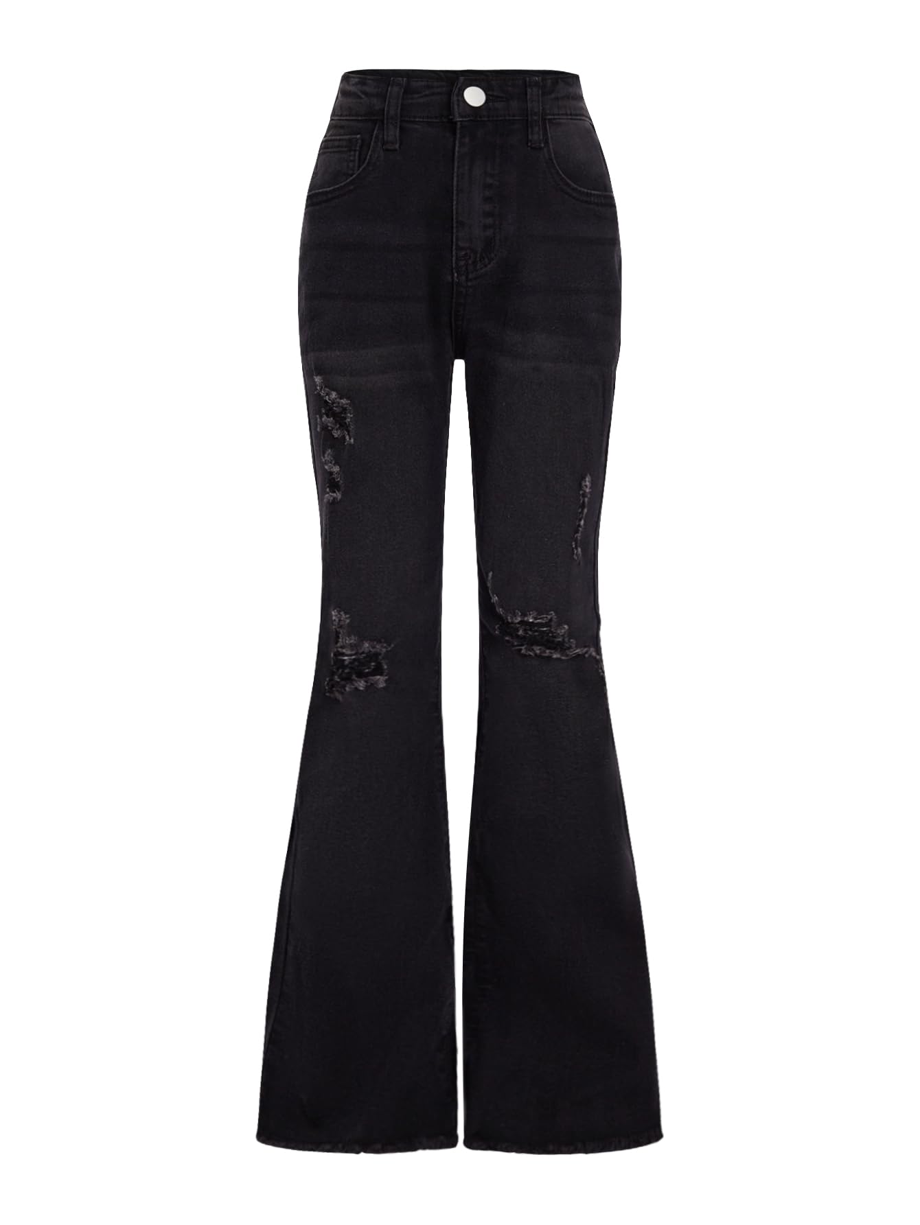 Jeans Milumia Girl's Ripped Flare Bell Bottom Pretos 13y