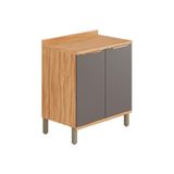 Gabinete De Cozinha Modulado Balcão Com Tampo Sauvignon Com 2 Portas 80cm Amendoa-grafite - Ronipa