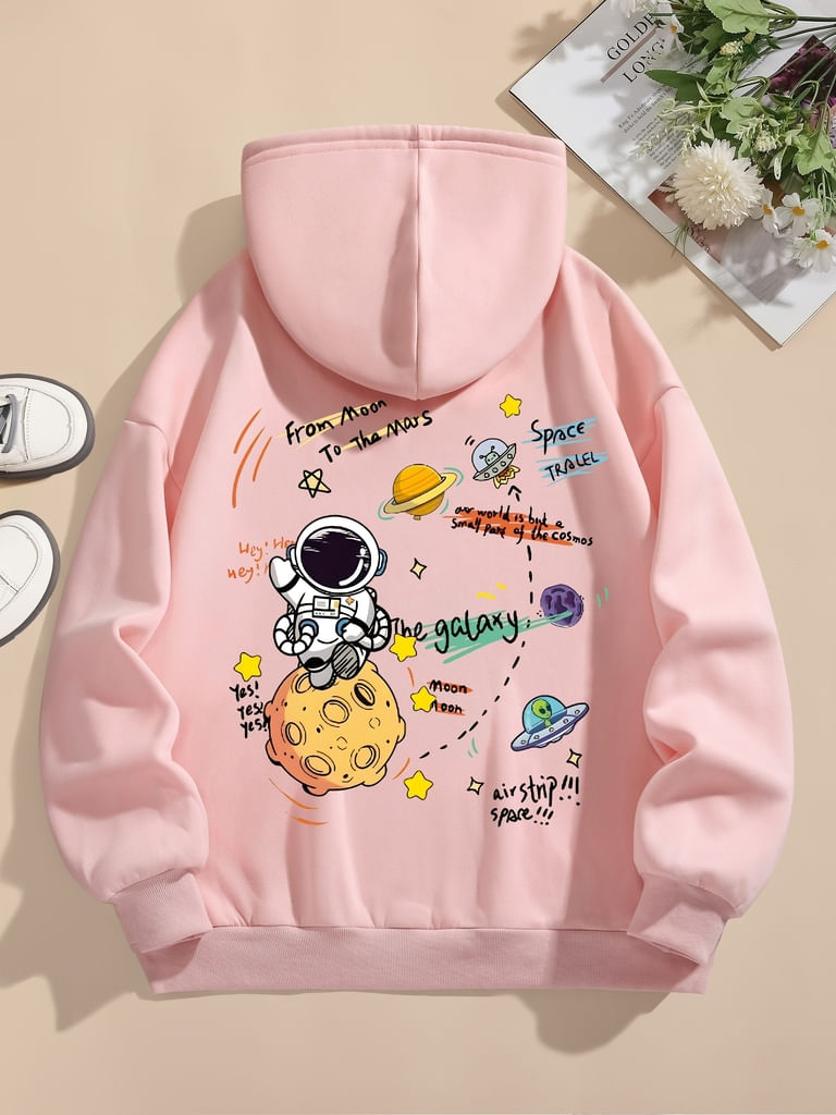 Moletom Feminino Casual Com Capuz Elashopp Rosa G