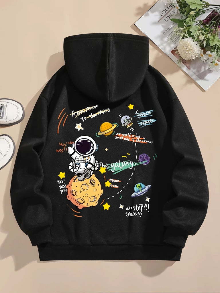 Moletom Feminino Casual Com Capuz Elashopp Preto G