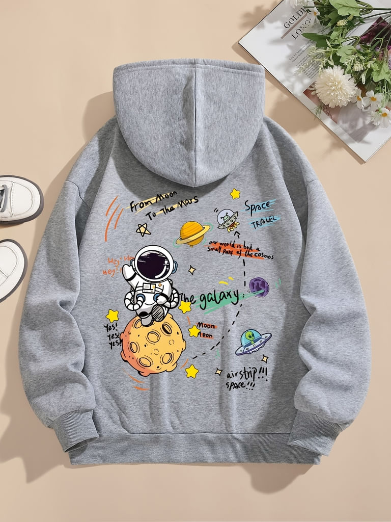 Moletom Feminino Casual Com Capuz Elashopp Cinza G