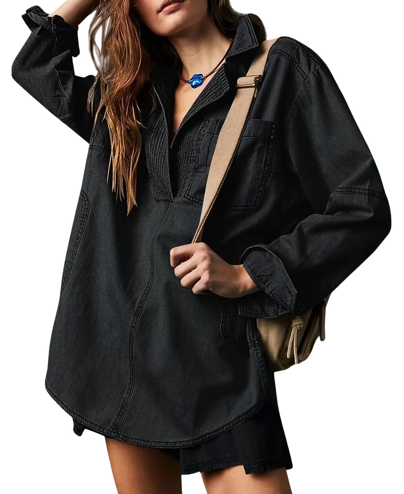 Pulôver Jeans, Adoráveis, Feminino, Preto, Tamanho S