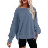 Moletom Shewin Oversized Para Mulheres Com Gola Redonda E Manga Comprida