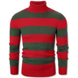 Suéter Masculino Qzh.duao Com Gola Alta Listrada Vermelho Verde Xxl