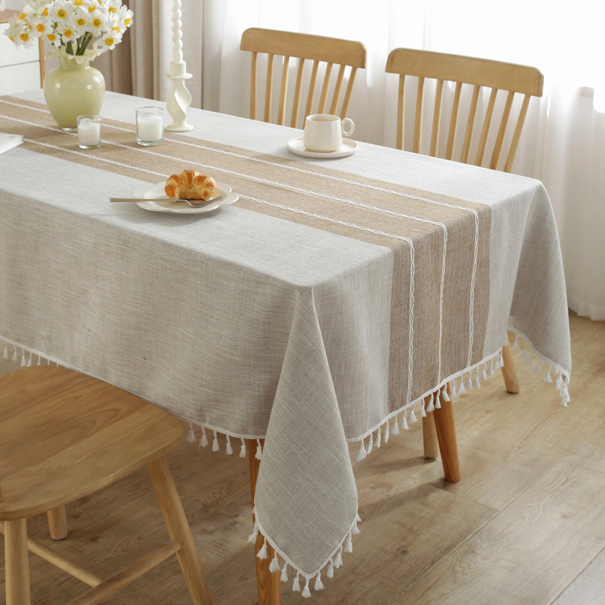 Toalha De Mesa Jiale Impermeável De Algodão De Linho 140x260cm Marrom