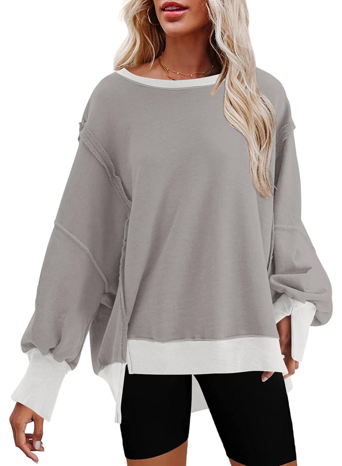 Moletom Shewin Oversized Para Mulheres Cinza Primavera Xxl