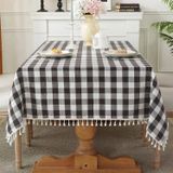 Toalha De Mesa Laolitou Quadriculada Retangular 260x160cm Algodão E Linho