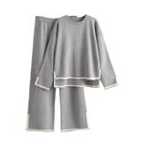 Suéter Feminino Outfit Tanming, 2 Peças, Blusa E Calças Largas