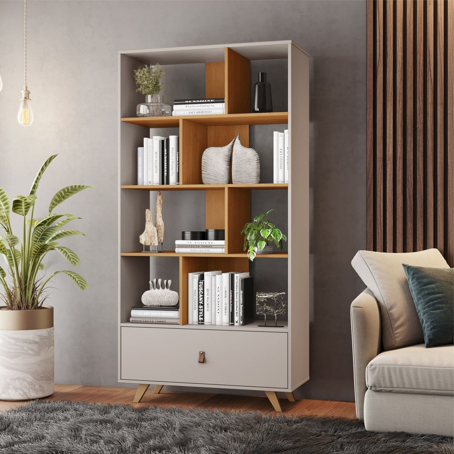 Livreiro Office 1 Gaveta Giga Jcm Móveis Off White/cinamomo