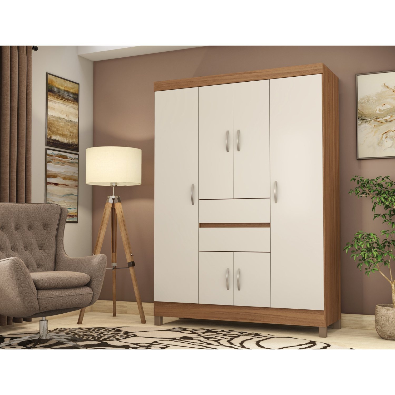 Guarda Roupa Casal 6 Portas 2 Gavetas Ecom Ii Demóbile Amendola Touch/off White