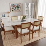 Conjunto Mesa De Jantar Tampo Vidro E Mdf 1,80m E 6 Cadeiras Tiê Cabecasa Madeiramadeira