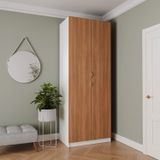 Guarda Roupa Modulado 2 Portas Com Cabideiro E 2 Gavetas Hera Cabecasa Madeiramadeira Branco Geada/louro